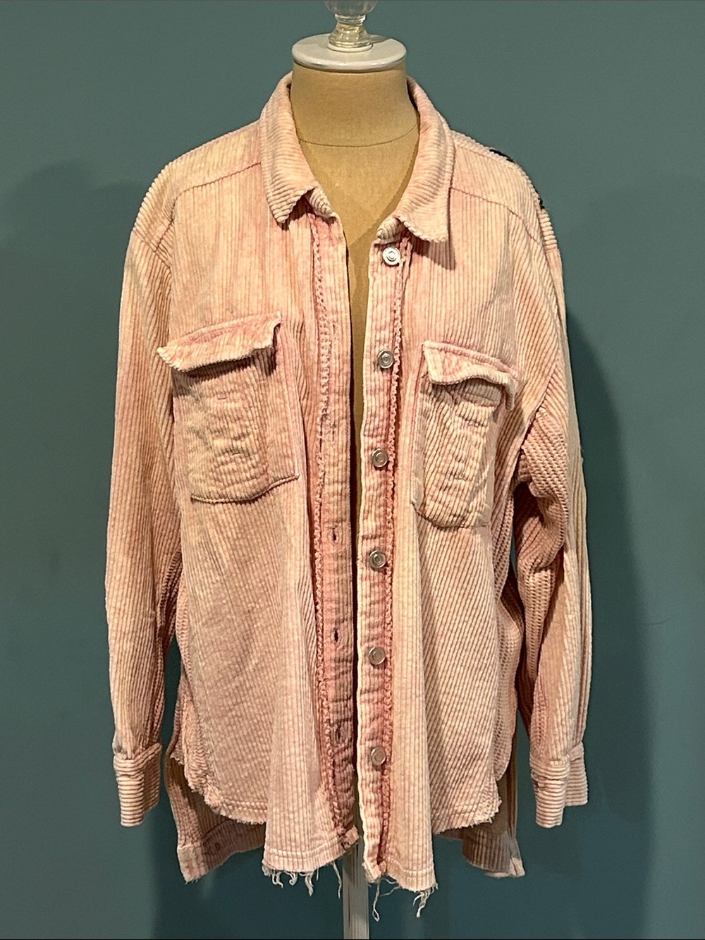 We The Free Dawn Break Pink Corduroy Jacket Medium Floral Embroidered Cotton - Picture 3 of 17